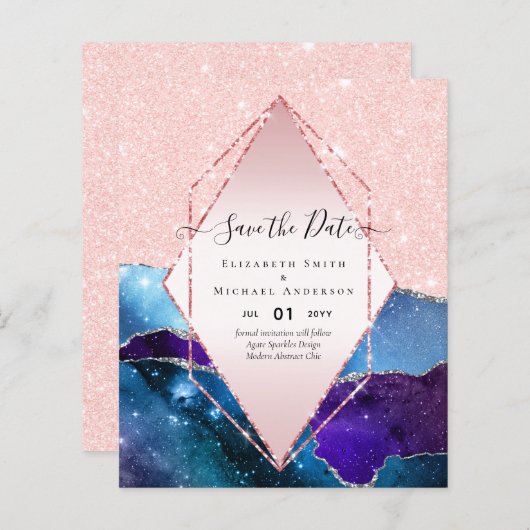 AGATE GLITTER Save The Dates Glamour BUDGET (Voorkant / Achterkant)