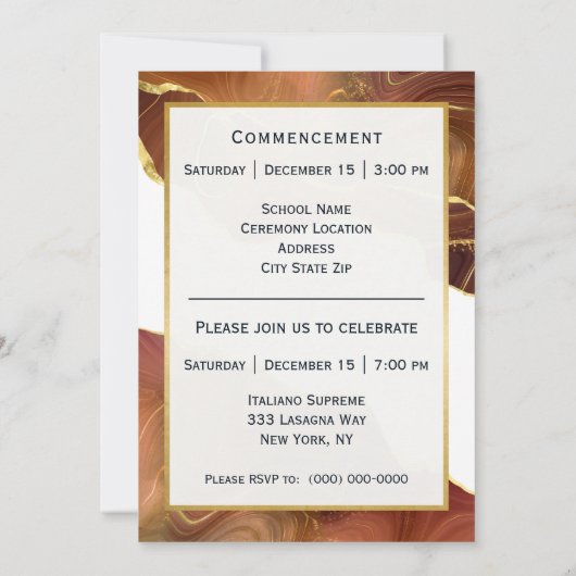 Agate Gold Brown Afstuderen Aankondiging (Achterkant)