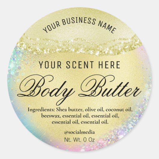 Agate Gold Foil Unicorn Couleur Étiquette Beurre d (Devant)