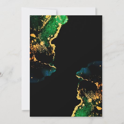 Agate Green Black Gold Ethereal Faire-part de mari (Dos)