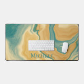 Agate Green & Cream Marble Nom personnalisé Lettre (Clavier et souris)