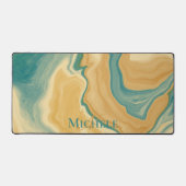 Agate Green & Cream Marble Nom personnalisé Lettre (Recto)