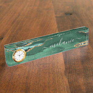 Agate Green Glitter Marble Custom Desk Naam Bord Naambordje