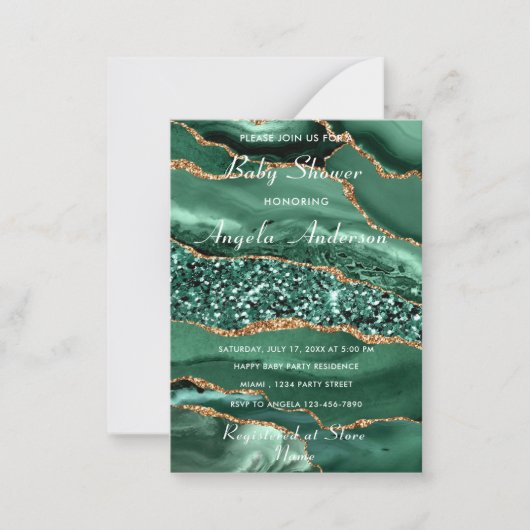 Agate Green Gold Baby Boy Shower Invitation (Devant)