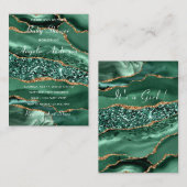 Agate Green Gold Baby Girl Douche Invitation (Devant / Derrière)