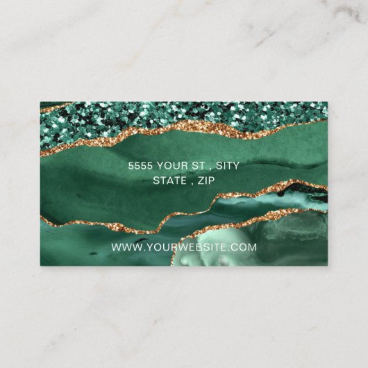 Agate Green Gold Code QR Carte de visite - Exemple (Dos)