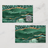 Agate Green Gold Code QR Carte de visite - Exemple (Devant / Derrière)