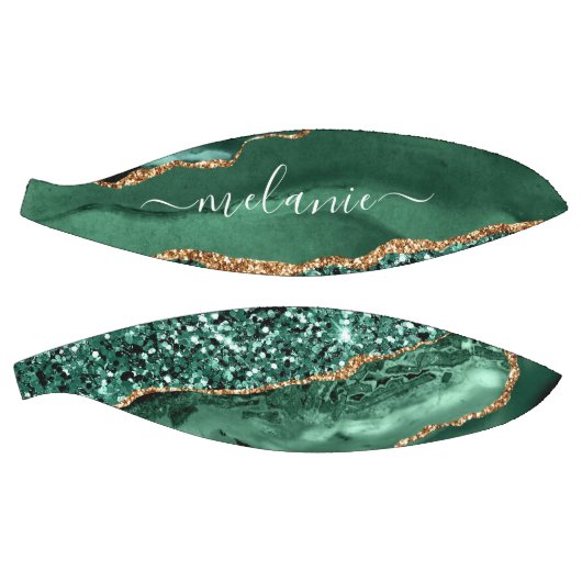 Agate Green Gold Glitter Geode Marble Custom Name Basketbal (Panelen)