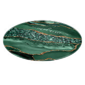 Agate Green Gold Glitter Geode Marble Custom Name Snijplank (Hoek)