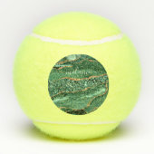 Agate Green Gold Glitter Geode Marble Custom Name Tennisballen (Achterkant)