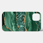 Agate Green Gold Glitter Geode Marble Jouw naam Case-Mate iPhone Case (Achterkant (horizontaal))