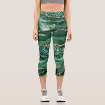 Agate Green Gold Glitter Marble Jouw naam Leggings