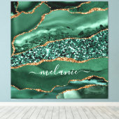 Agate Green Gold Glitter Marble Name Canvas (Insitu (Houten vloer))