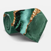 Agate Green Gold Glitter Marble Stropdas Jouw naam (Opgerold)