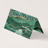 Agate Green Gold Glitter Moderne Design QR Code Visitekaartjes (Achterkant)