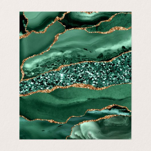 Agate Green Gold Glitter Moderne Design QR Code Visitekaartjes (Binnenkant ongevouwen)