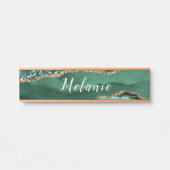 Agate Green Gold Glitter Sparkle Name DeurSign Deurbordje (Voorkant)