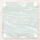 Agate Green Gold Marble Onderzetter - Aangepaste n (Achterkant)