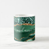 Agate Green Gold Parties scintillant en marbre Mug (Centre)