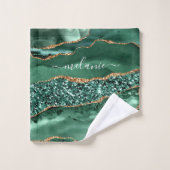 Agate Green Gold Parties scintillant Geode Marbre (Gant de toilette)