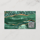 Agate Green Gold Parties scintillant QR Code Carte (Devant)