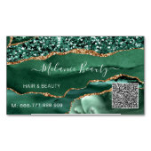 Agate Green Gold QR Code Carte de visite (devant)