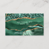 Agate Green Gold Sparkle QR Code Carte de visite (Dos)
