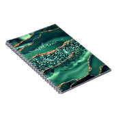 Agate Green Parties scintillant en or Carnet en ma (Côté Droit)