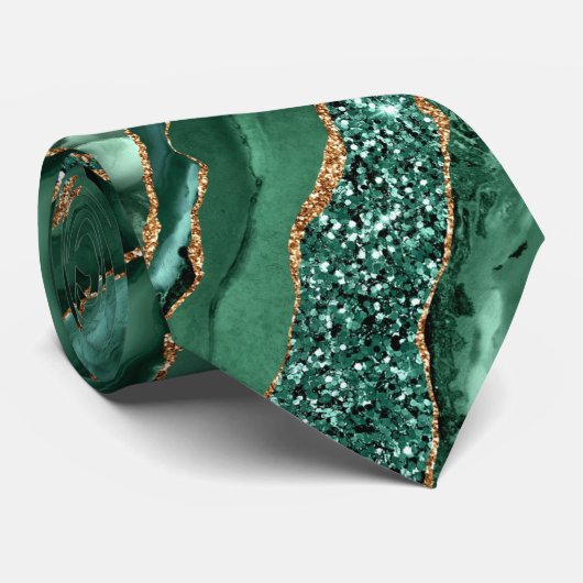 Agate Green Parties scintillant or marbre Cravate  (Roulé)