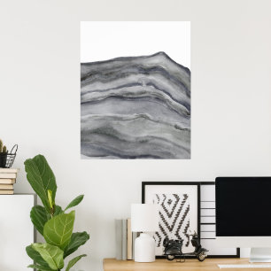 Agate Grey Abstract Waterverf schilderingspatroon Poster