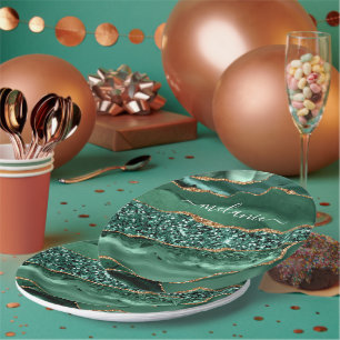 Agate Groen Goud Glitter Geode Marmer Aangepaste N Papieren Bordje