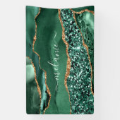 Agate Groen Goud Glitter Geode Marmer Aangepaste N Spandoek (Verticaal)
