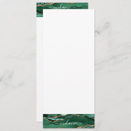 Agate Groen Goud Glitter Marmer Aangepaste Naam Me Menu (Voorkant / Achterkant)