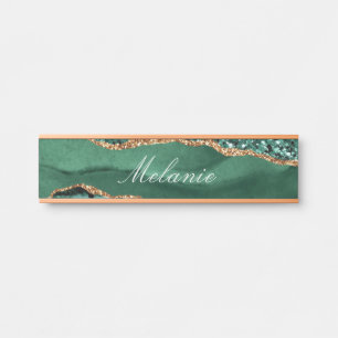 Agate Groen Goud Glitter Marmer Naambord Deurbordje