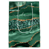Agate Groen Goud Smaragd Aangepaste Naam Cadeau Za Medium Cadeauzakje (Achterkant)