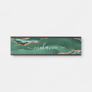 Agate Groene Glitter Marmeren Aangepaste Naam Door Deurbordje