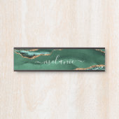 Agate Groene Glitter Marmeren Aangepaste Naam Door Deurbordje (Voorkant)