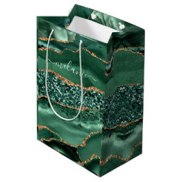 Agate Groene Gouden Smaragd Aangepaste Naam Cadeau Medium Cadeauzakje