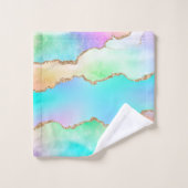 Agate Holo | Faux Iridescente Pastel Ombre Marble (Gant de toilette)