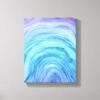Agate II Blue Ombre Abstracte Waterverf Canvas Afdruk