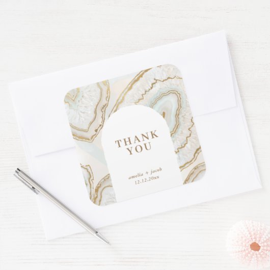 Agate Kwarts Textuur Vierkante Sticker (Envelop)