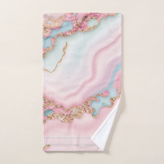 Agate Marble Moderne Blue Rose Gold Collection (Serviette à main)