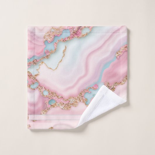 Agate Marble Moderne Blue Rose Gold Collection (Gant de toilette)