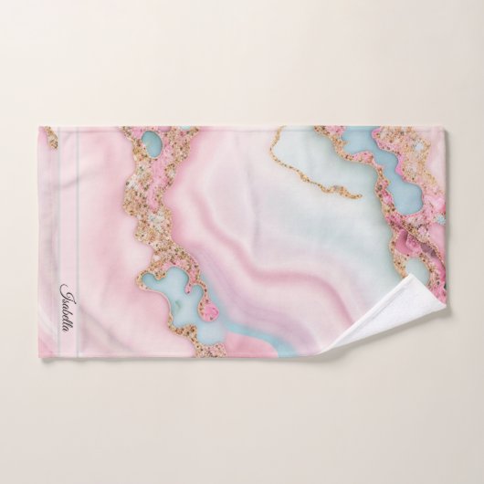 Agate Marble Moderne Blue Rose Gold Collection (Serviette à main)