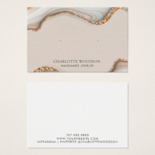 Agate Marble Pink Blush Geode die horizontaal vert Visitekaartje