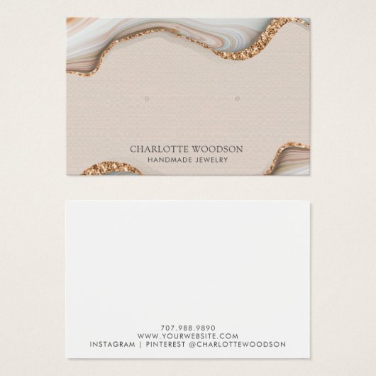 Agate Marble Pink Blush Geode die horizontaal vert Visitekaartje (Voorkant /achterkant)