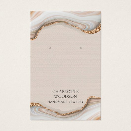 Agate marble Pink Blush Geode Earning Display Card Visitekaartje (Voorkant)