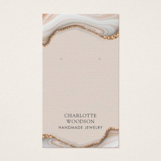 Agate Marble Pink Blush Geode Earring Display Card (Devant)