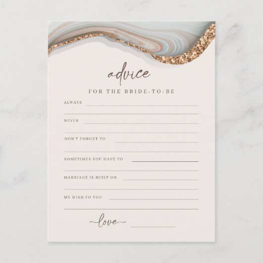 Agate Marble Stone Bride to be Advice Card Briefkaart (Voorkant)