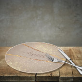 Agate marble stone glitter roos gold name script snijplank